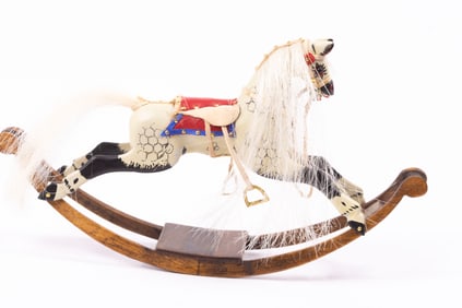 Artisan Made Rocking Horse, Painted & Decorated