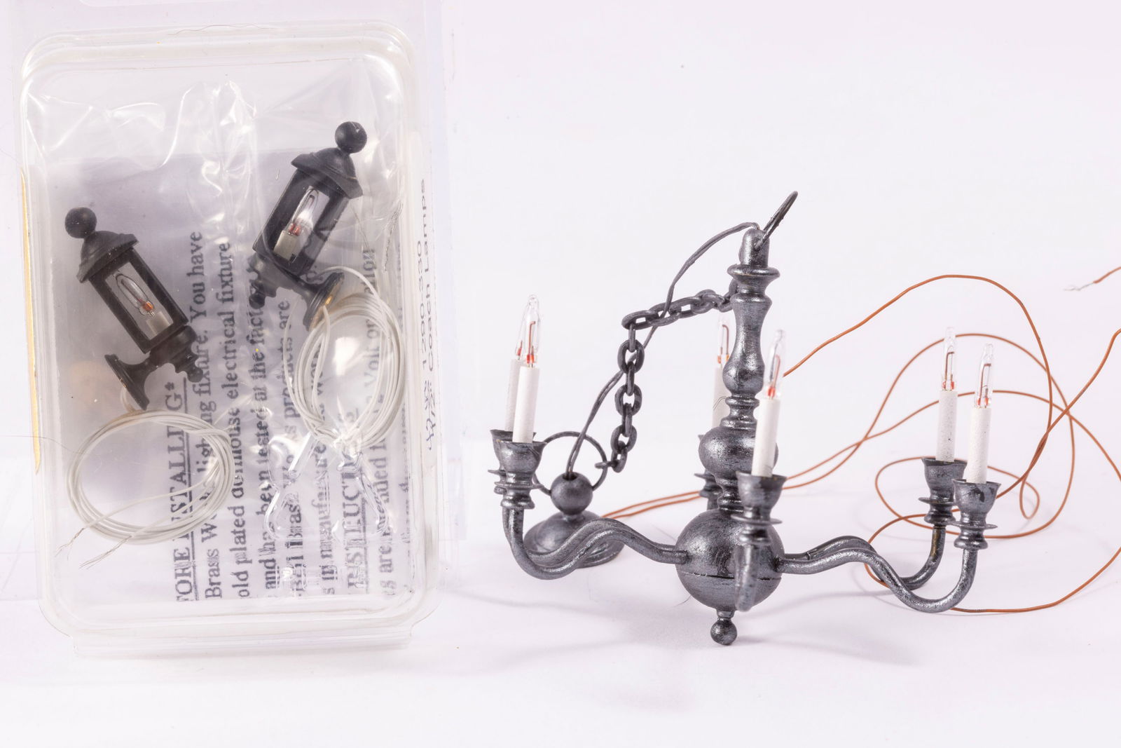 Clare Bell Brass Black Metal Chandelier & Coach Lamps (1 of 6)