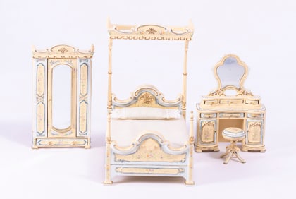 Hand Painted Bespaq 4 Pc Bedroom Set in 1:24 Scale or Half Scale