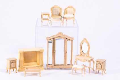 9 Pc Unfinished Furniture by Bespaq in Half Scale or 1:24