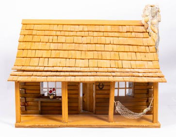 1/2" Half Scale Log Cabin with Stone Chimney
