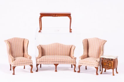 5 Pc Striped Living Room Set by Bespaq in 1:24 Scale