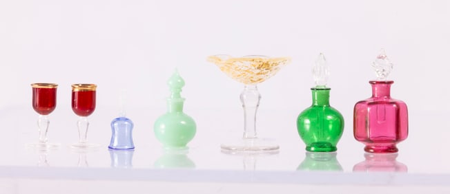8 Pieces of Frances Whittemore Glassware in Half Scale or 1:24 Scale