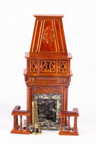 1:24 Scale Bespaq Fireplace with Brass Andirons - Half Scale
