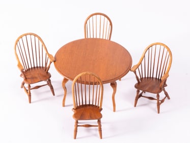 4 William Clinger Windsor Chairs & MR Table in Half Scale