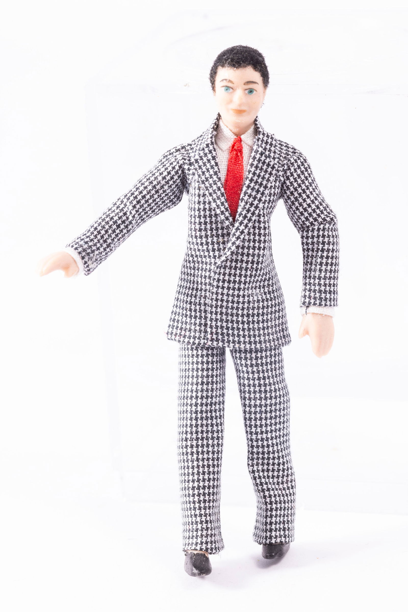 1:24 Scale or Half Inch Male Porcelain Doll in Checkered Suit (1 of 4)