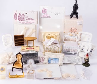 1/2" Half Scale Assortment of Wicker & Other Furniture with Decorative Building Supplies