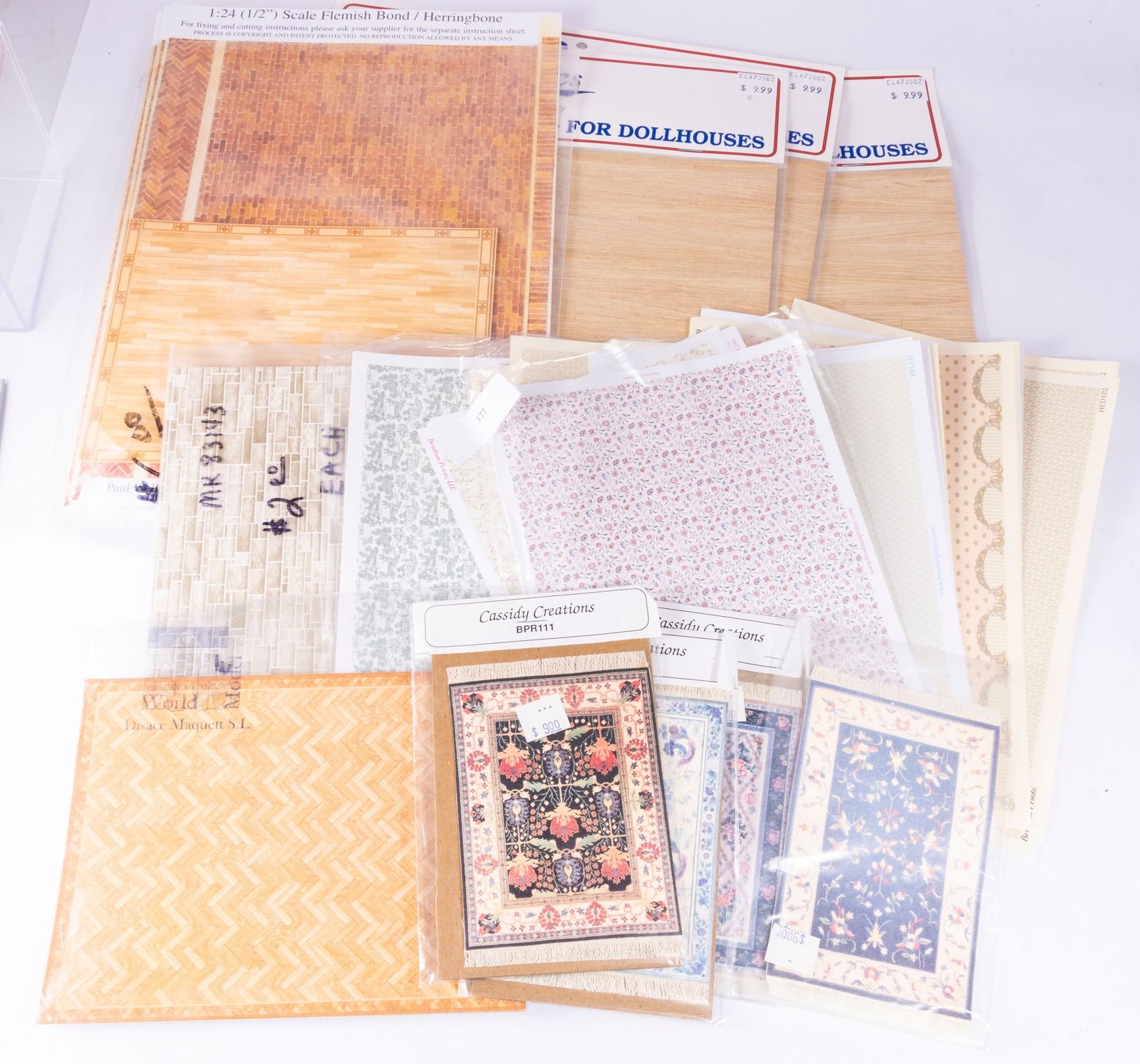 1/2" Half Scale Wallpaper, Flooring & Rugs Lot (1 of 7)