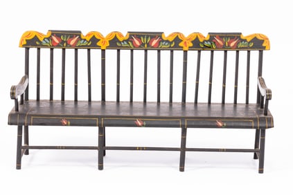 Doll Scale Painted Deacon's Bench