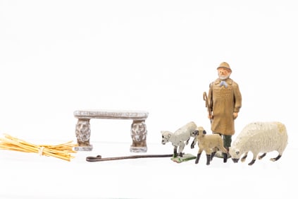 Metal Antique Figurines in Half Scale - Sheperd & Flock