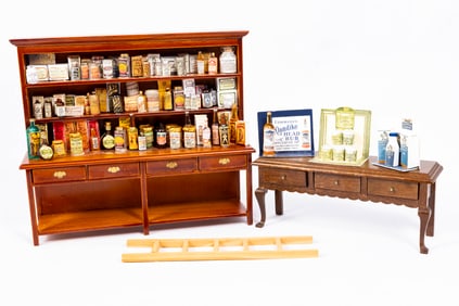 Old Fashioned Pharmacy Shop Display Filled with Bottles & Displays