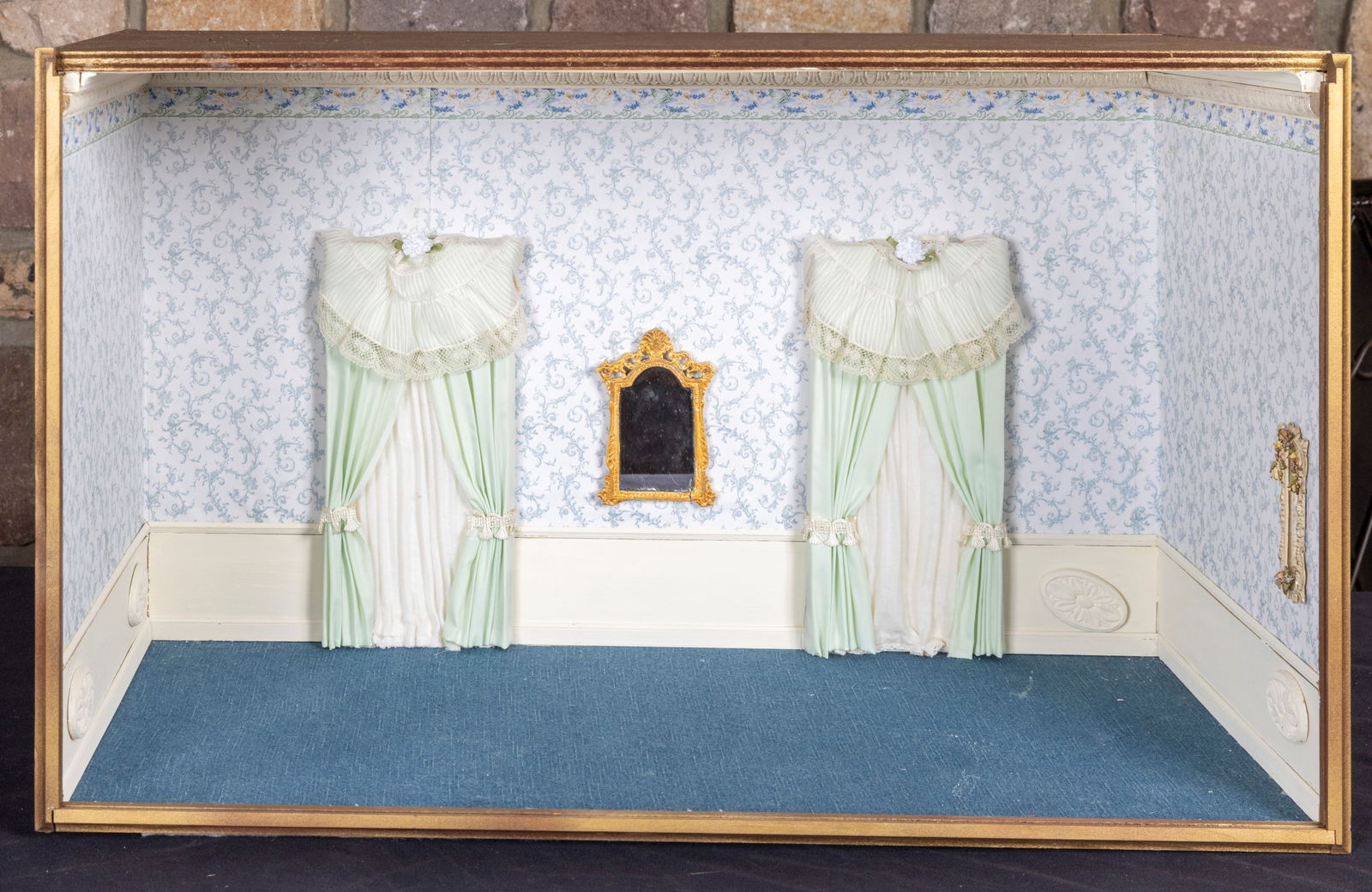 Roombox with Blue Floral Wallpaper & Drapes (1 of 5)