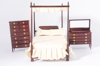 4 Pc. Mahogany Bedroom Set with Canopy Bed