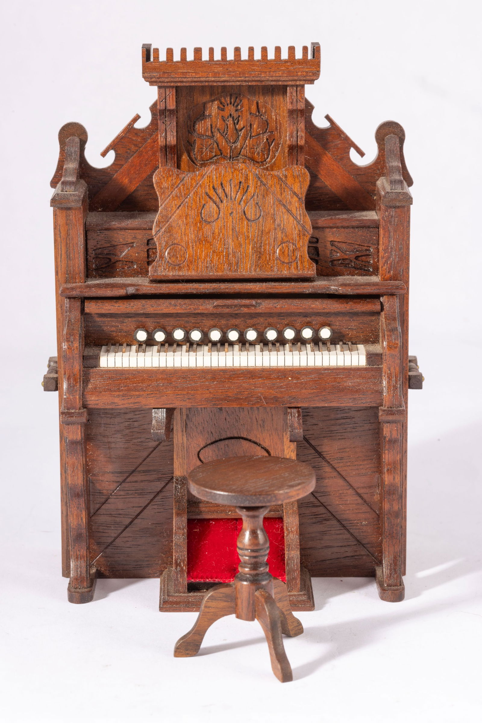 Warren Dick Carved Pump Organ with Stool (1 of 4)