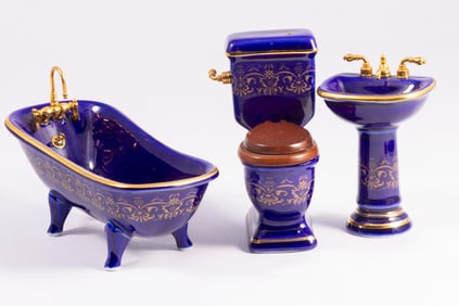 Reutter Porcelain Blue 3 Piece Bathroom Set