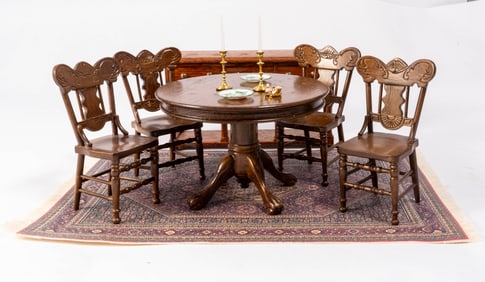Art Institute of Chicago's Reminiscence Table & Chairs Set w/ Handmade Side Board VTG '93