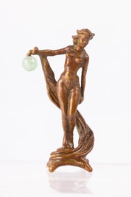Jim Pounder Bronze Statue of Woman with Orb