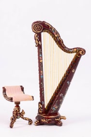 1:24 Half Inch Scale Painted Harp with Seat by Bespaq