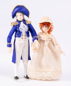 Man & Woman Half Scale Dolls in Costume - Soldier & Woman in Half Inch Scale or 1:24