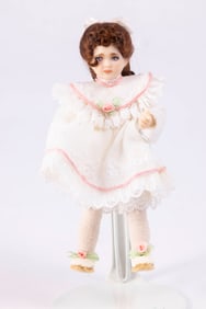Little Girl Dol with Curls in Victorian Dress