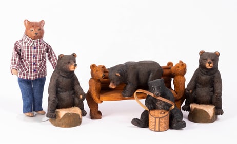 Bears & More Bears with Anthropomorphic Bear Doll & Jeanetta Kendall Bear Bench