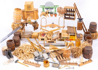 Very Large Assortment Sir Thomas Thumb Wooden Tools with Barnyard Accessories