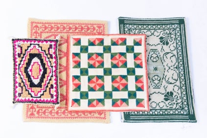 Set of 4 Handmade Needlepoint Rugs