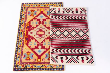 Two Southwestern Needlepoint Rugs