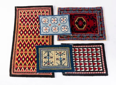5 Needlepoint Rugs - Handmade
