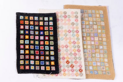 Trio of Modern Patchwork Style Needlepoint Rugs