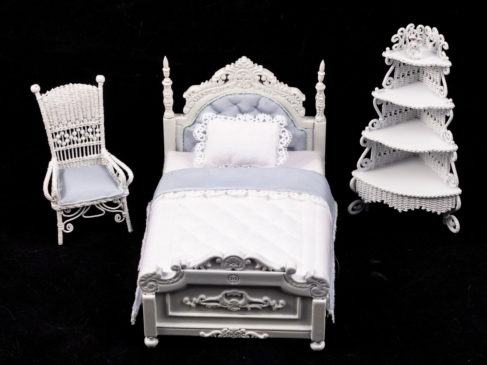 Single Bedroom Set in White with Rhea Strange Wicker Chair (1 of 11)