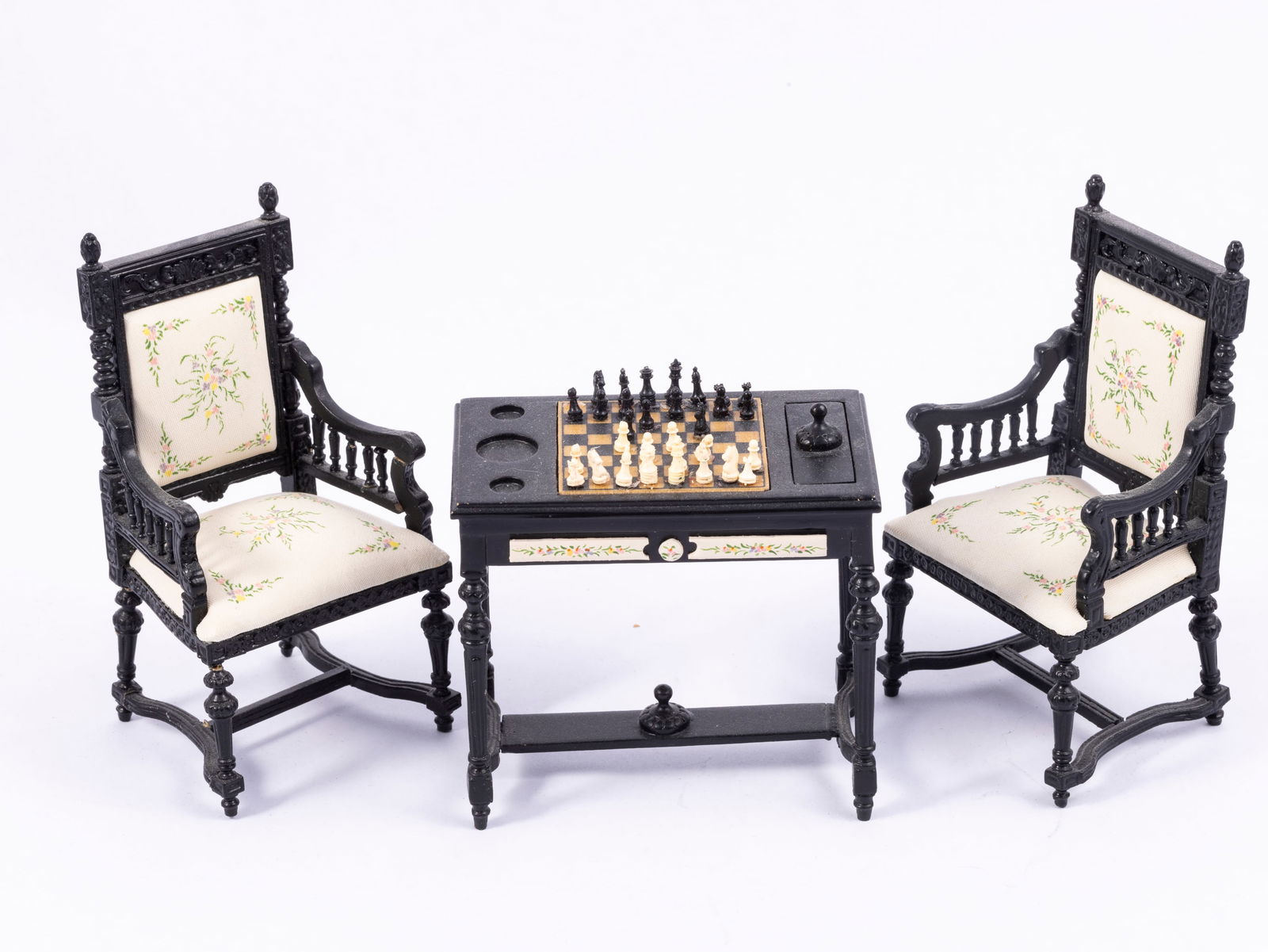 Asian Furniture with Chess Table & Pieces with 2 Matching Chairs (1 of 5)