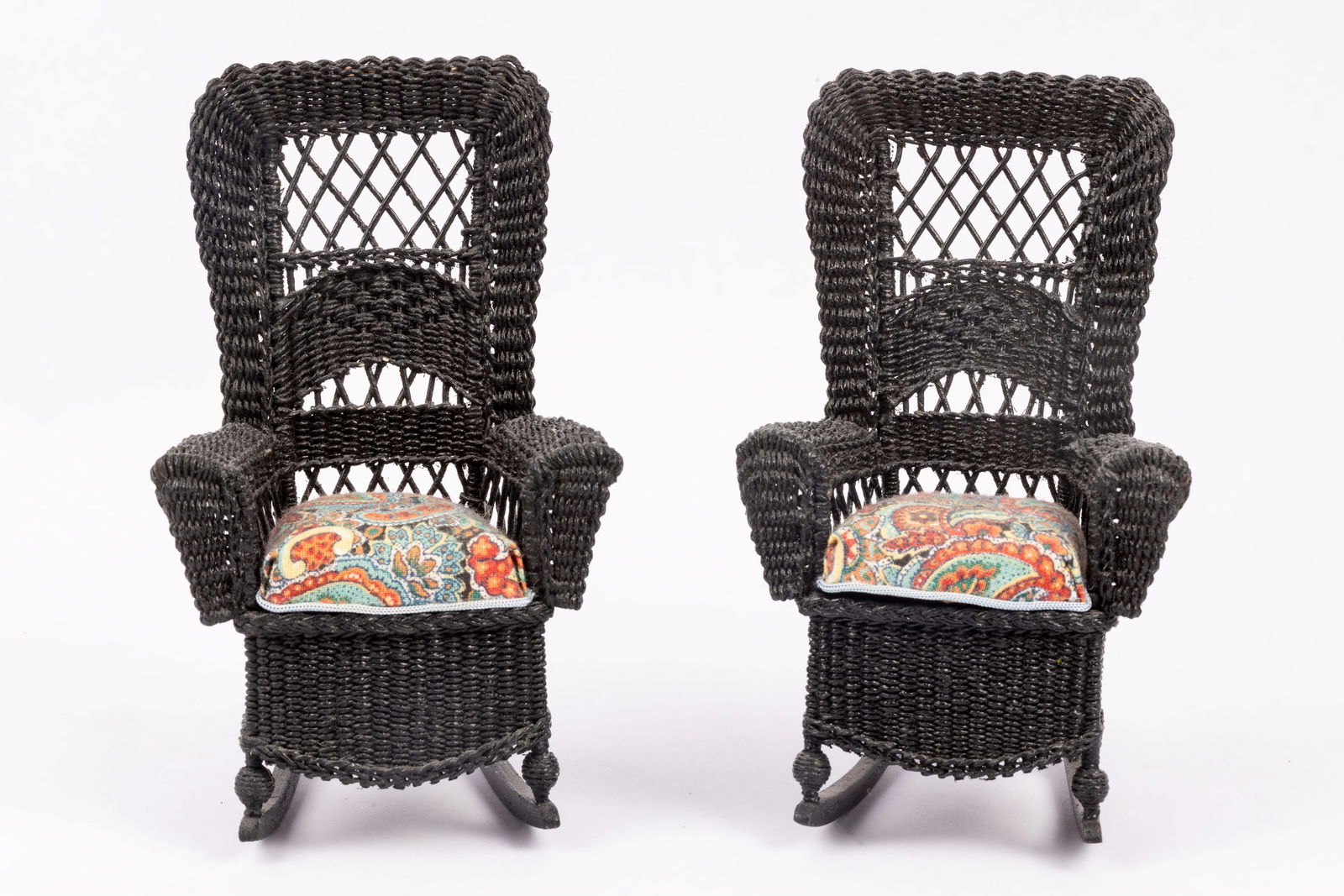 Rhea Strange Pair of Black Wicker Rocking Chairs (1 of 5)