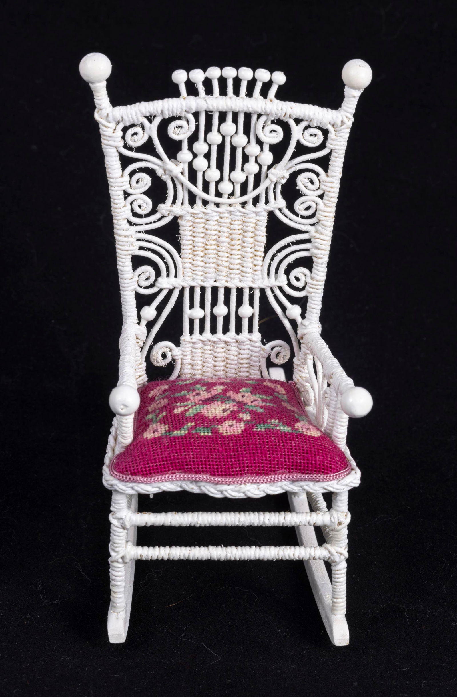 Rhea Strange Wicker Rocking Chair with Needlepoint Cushion (1 of 4)