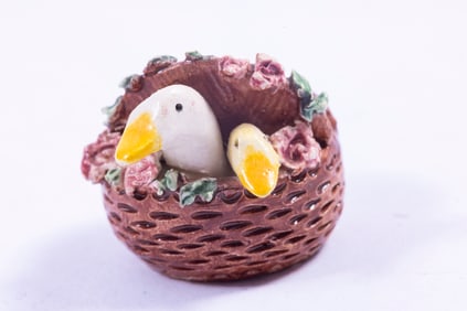 Dominique Levy Ducks in a Basket - Porcelain