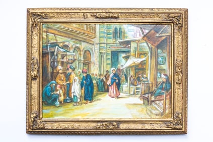Christopher Whitford Painting of Opium Bazzar after Frederick Goodall