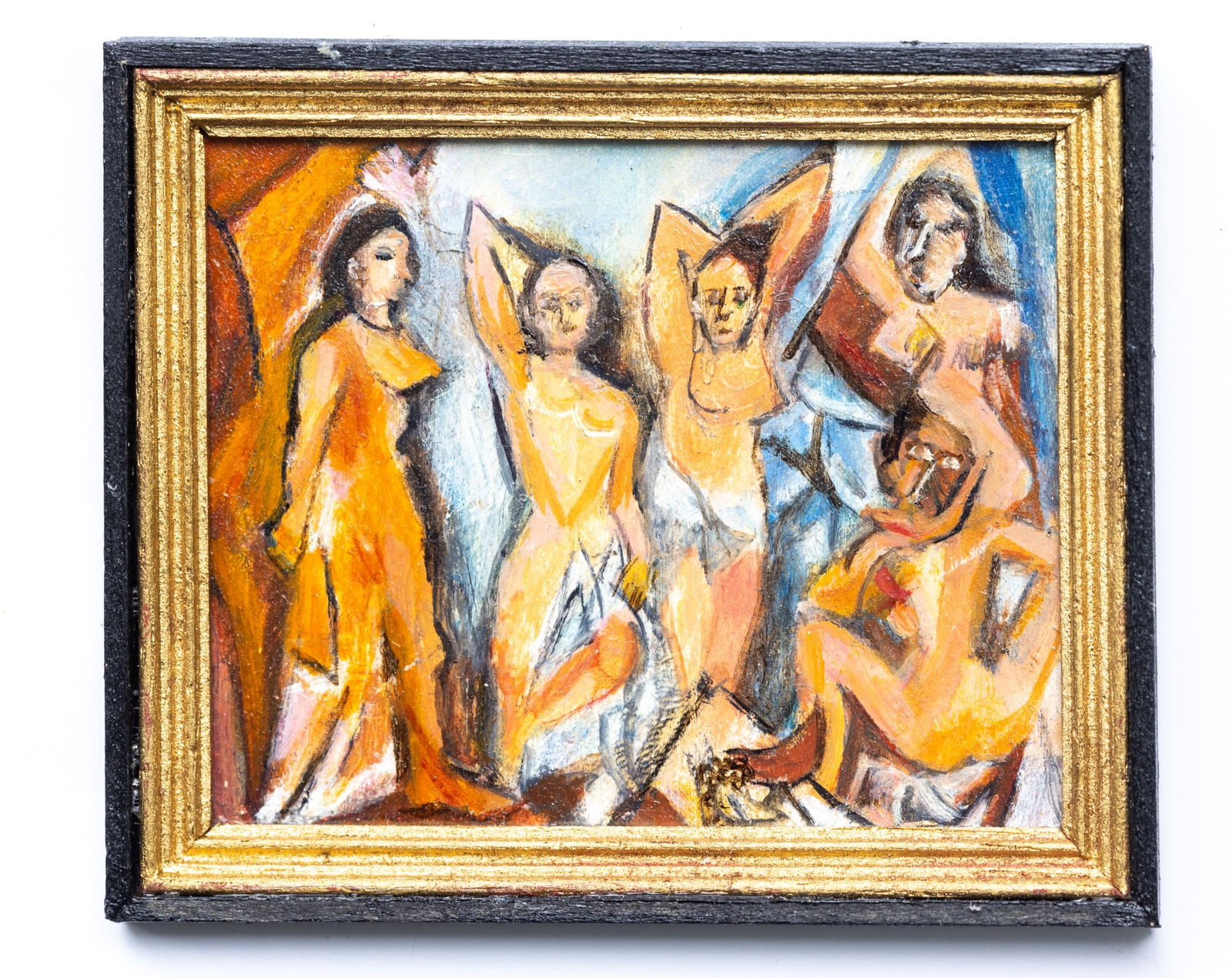 Josephine Meyer Painting - The Young Ladies of Avignon after Picasso: Josephine Meyer Painting - The Young Ladies of Avignon after Picasso. Approximately measures: 2 7/8" x 2 1/2"