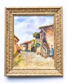 Josephine Meyer Painting of a French Village Street