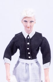 Porcelain Maid Doll with White Hair
