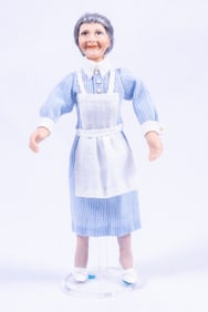 Hand Sculpted Doll with Gray Hair Maid or Nanny or cook