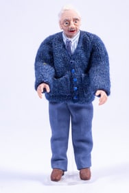Sculpted Older Male Doll In Blue Sweater
