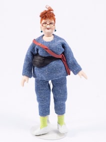 Handmade Female Doll with Red Hair & Sweat Suit Outfit
