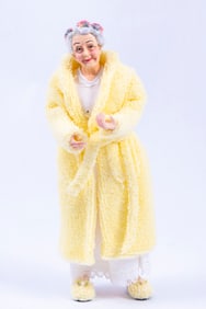 Marcia Backstrom Older Woman Doll In Bathrobe & Curlers