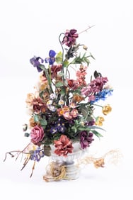 Large Flower Arrangement in Porcelain Urn by Marie Petrik