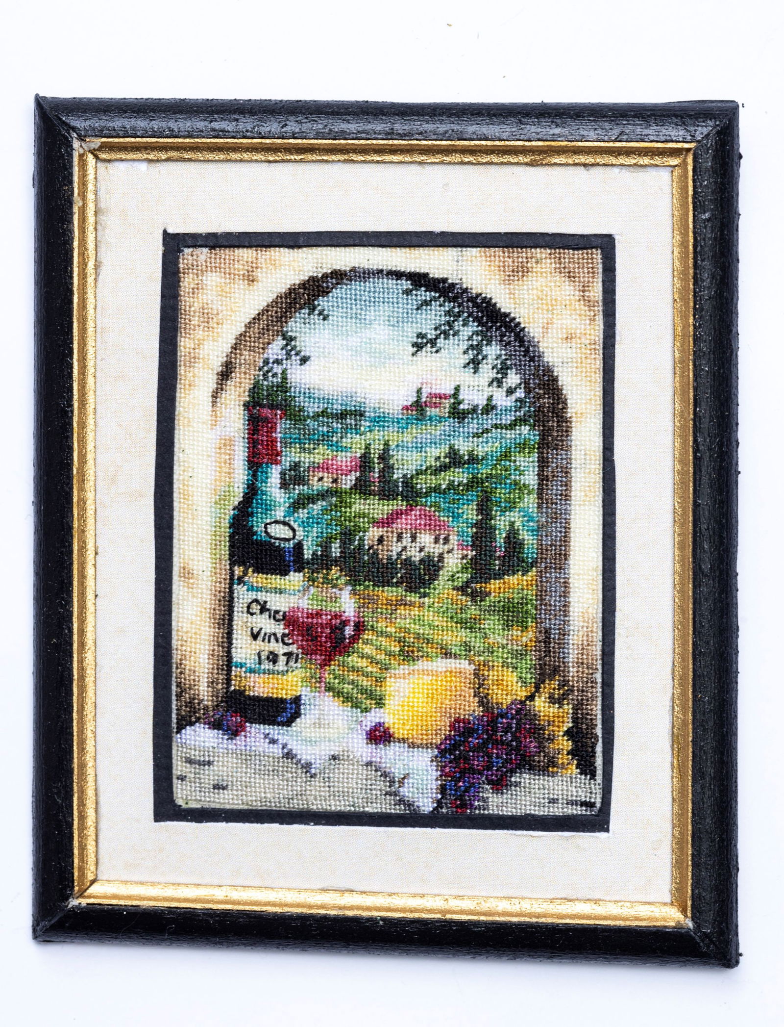 Framed Petit Point Picture of Tuscan Scene (1 of 2)