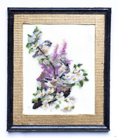Framed Petit Point of Birds