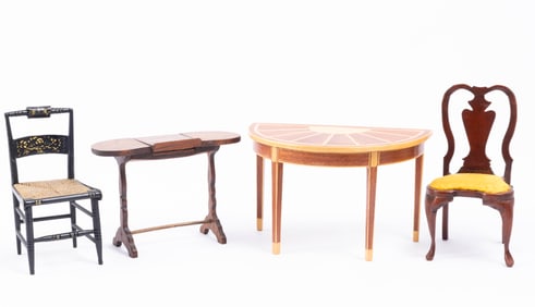 Hand Crafted Furniture Lot From 1970's-80's with Painted Chair