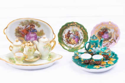 Larger Scale Porcelain Tea Sets with Limoge Plates.