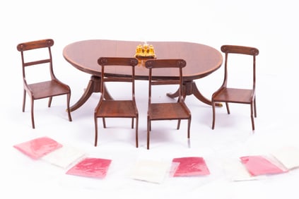 John Hodgson Oval Table with 4 Chairs (1 Leg Injured)