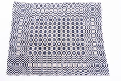Blue & White Woven Bed Spread or Rug Artisan Made